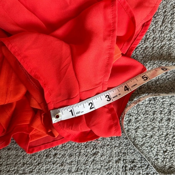 3/$20⚡️ Windsor Red Off The Shoulder Romper Flowy Arm Tie Ring The Alarm Smocked - Picture 10 of 12